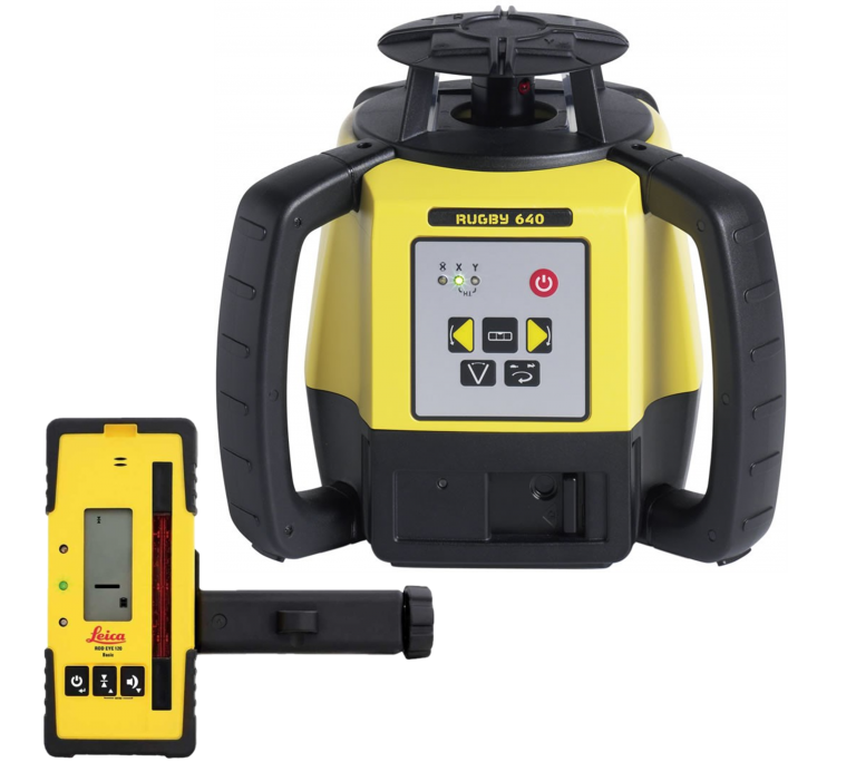 Leica Rugby 640 Alkaline Laser Level with RodEye 120 Receiver – Survey Gear